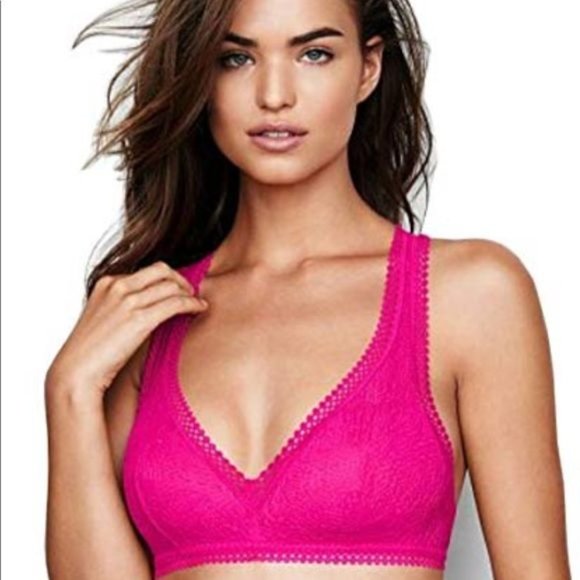 VS Pink Lace Lightly Lined Racerback Bralette XS - Picture 4 of 12